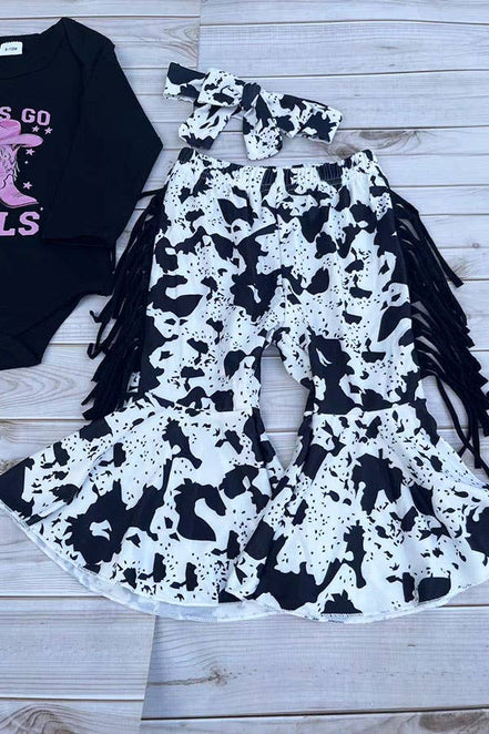 Western cowgirl romper & cow pant baby boutique set 2601096M