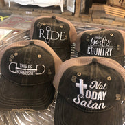 God’s Country Distressed Embroidered Trucker Cap Hat