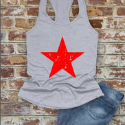 Distressed Star, Fourth of July, Women Fit Fitted Racerback Tank Top