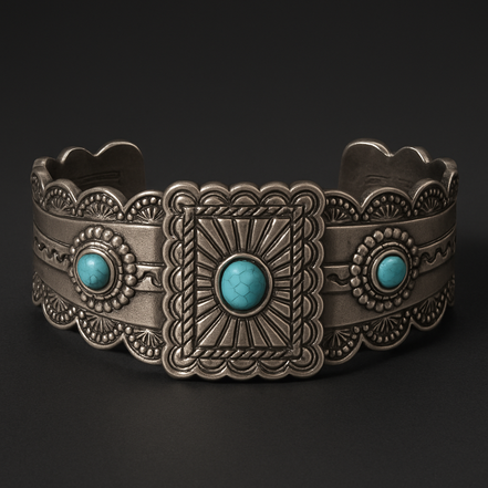 Western Inspired Faux Turquoise Cuff Bracelet