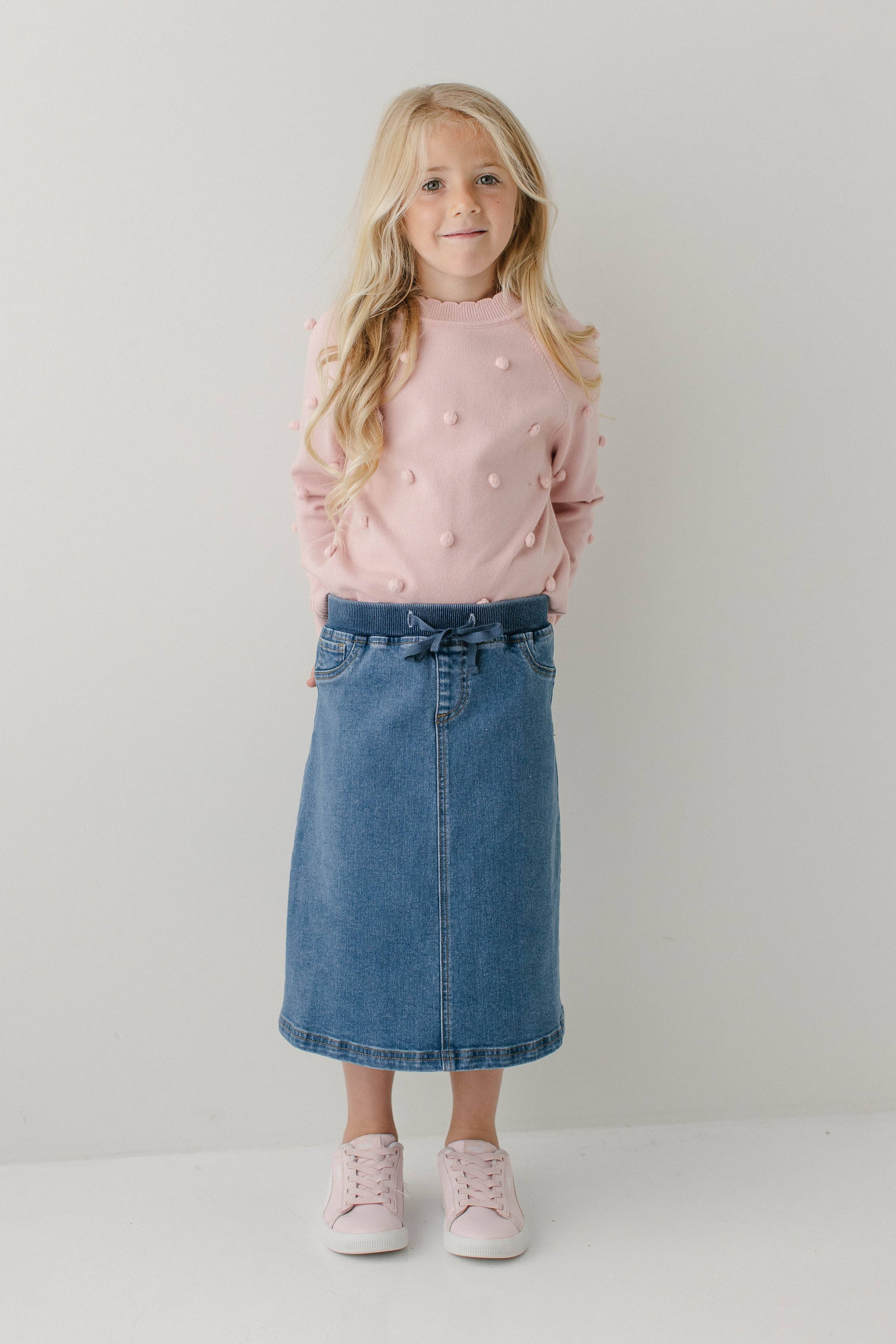 Ava Girl Denim Skirt in Medium Wash