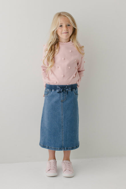 Ava Girl Denim Skirt in Medium Wash