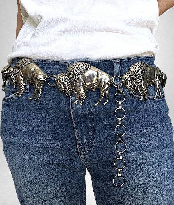 WESTERN BISON LINK METAL CHAIN BELT