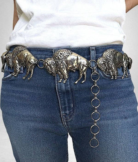 WESTERN BISON LINK METAL CHAIN BELT