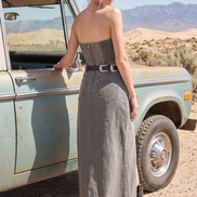 STRAPLESS DENIM MAXI DRESS 3135DIA DARK DEN