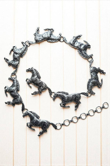WESTERN METAL HORSE LINK CHAIN BELT