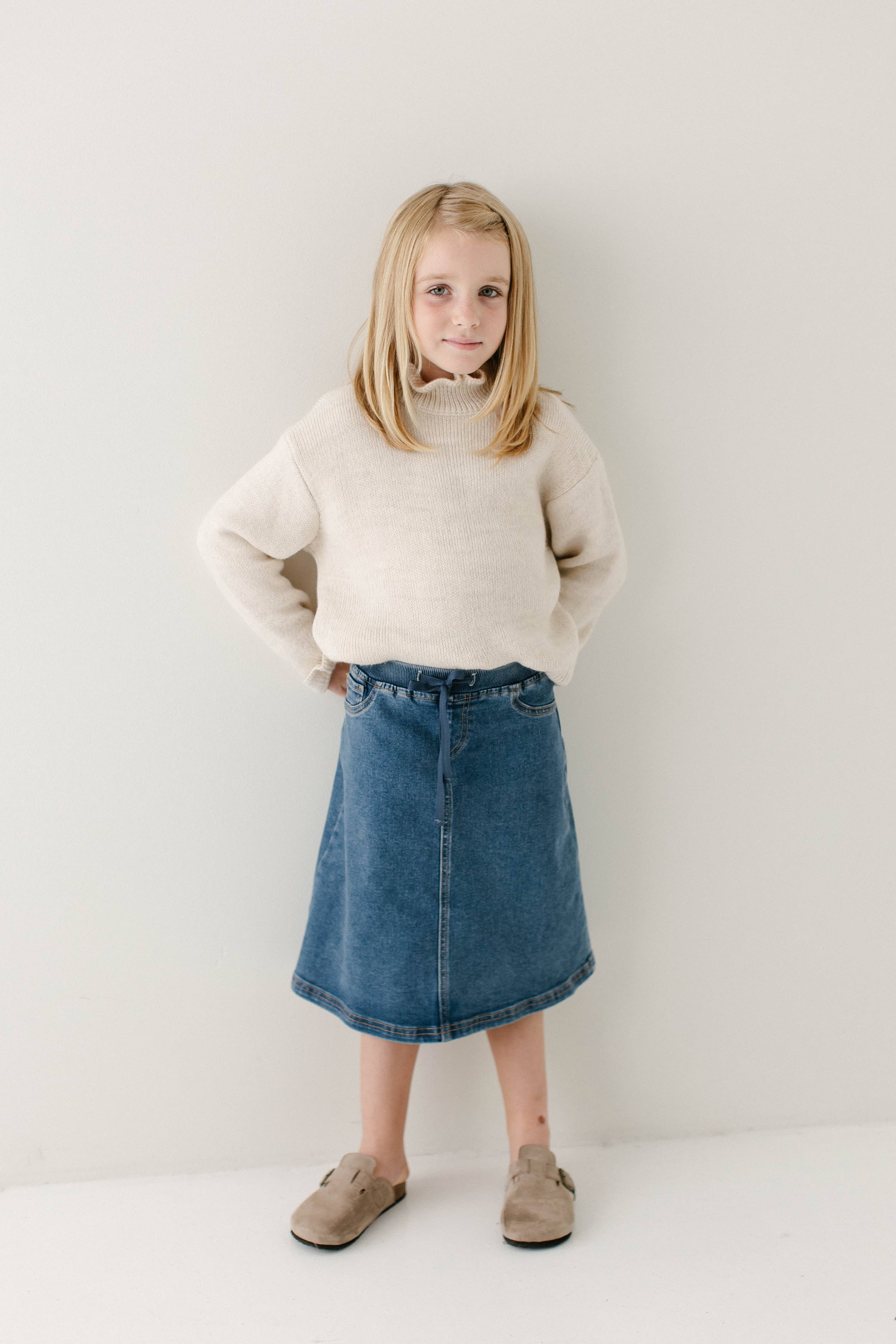 Ava Girl Denim Skirt in Medium Wash