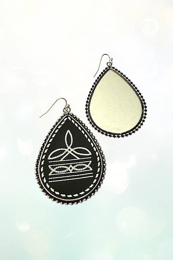 WESTERN BOOTSTITCH TEARDROP EARRING