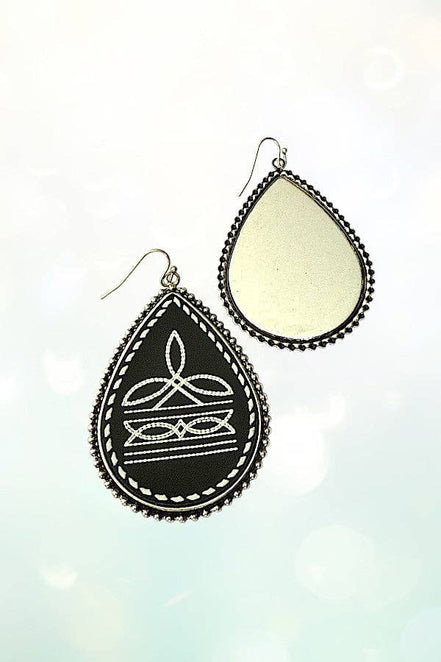 WESTERN BOOTSTITCH TEARDROP EARRING