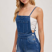 BOW-TIE DENIM OVERALL SHORTS: MED.WASH / L