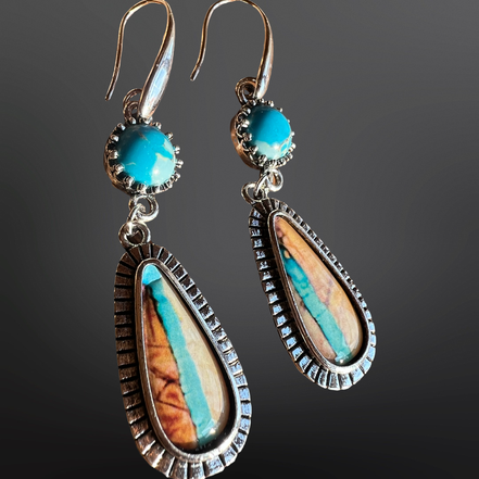 Faux Turquoise Ribbon Cut Earrings