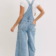 WIDE-LEG DENIM OVERALL JUMPSUIT: DENIM BLUE / Contemporary / L