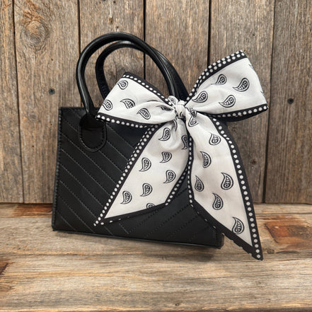 Black and White Western Skinny Mini Wild Rag Scarf / Cowgirl Necktie #TW120