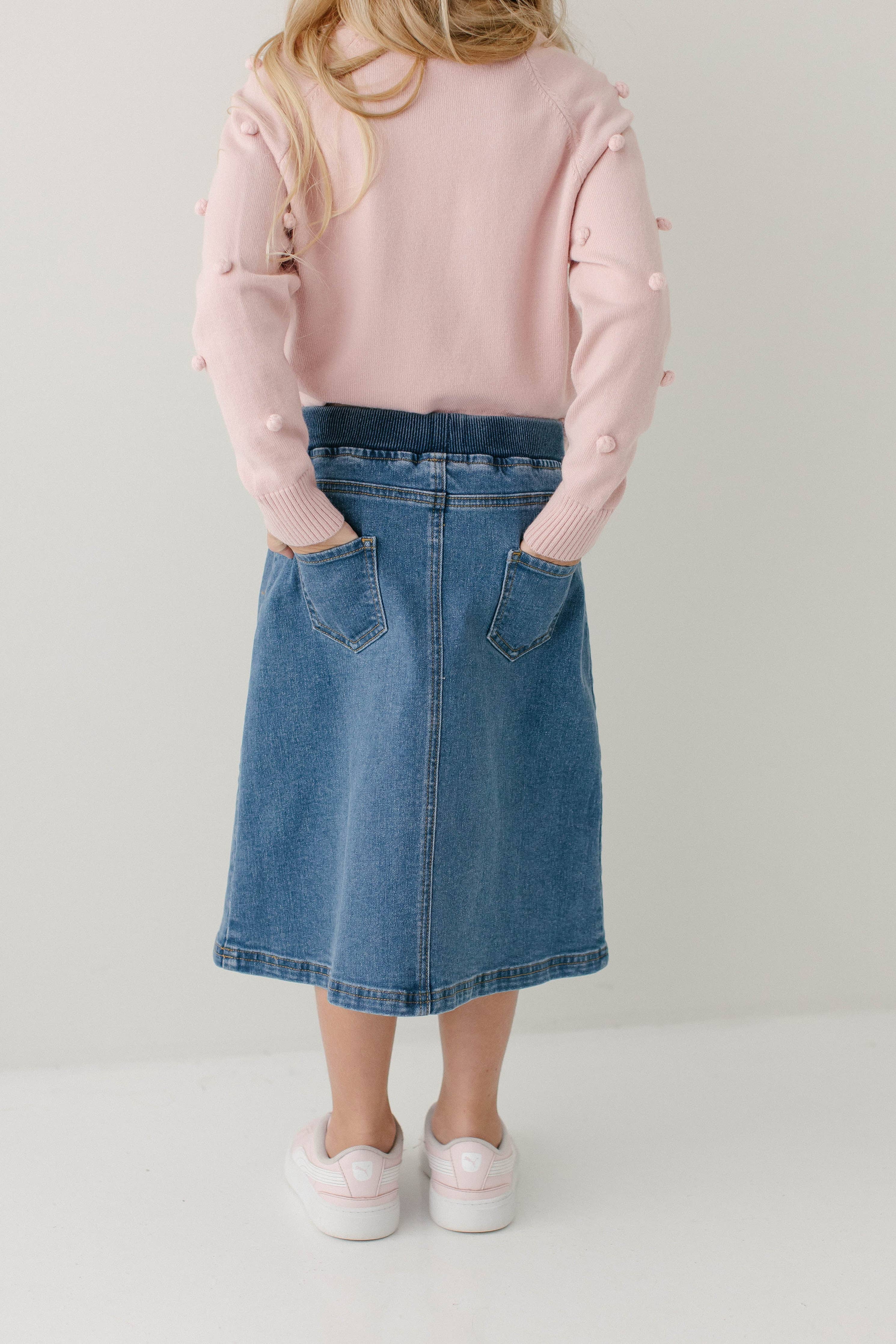 Ava Girl Denim Skirt in Medium Wash