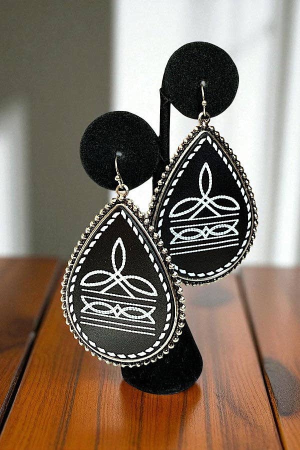 WESTERN BOOTSTITCH TEARDROP EARRING
