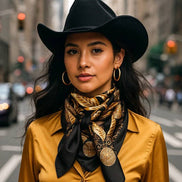 Black and Gold Floral Wild Rag - Western Scarf