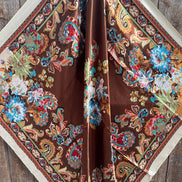Brown and Cream Floral Wild Rag - Western Scarf