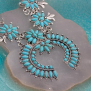 Faux Turquoise Squash Blossom Necklace