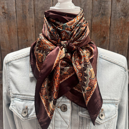Brown and Orange Paisley Wild Rag - Western Scarf