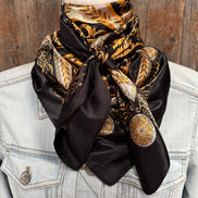 Black and Gold Floral Wild Rag - Western Scarf