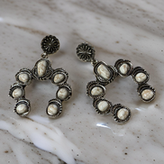 Faux Turquoise Naja Squash Blossom Earrings