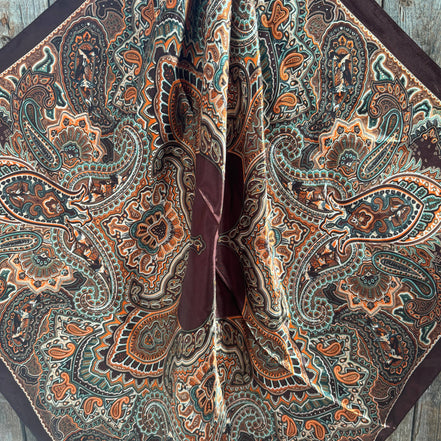 Brown and Orange Paisley Wild Rag - Western Scarf