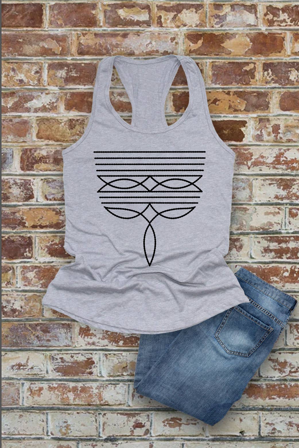 Western Boot Stitch, Women Fitted Racerback Tank Top