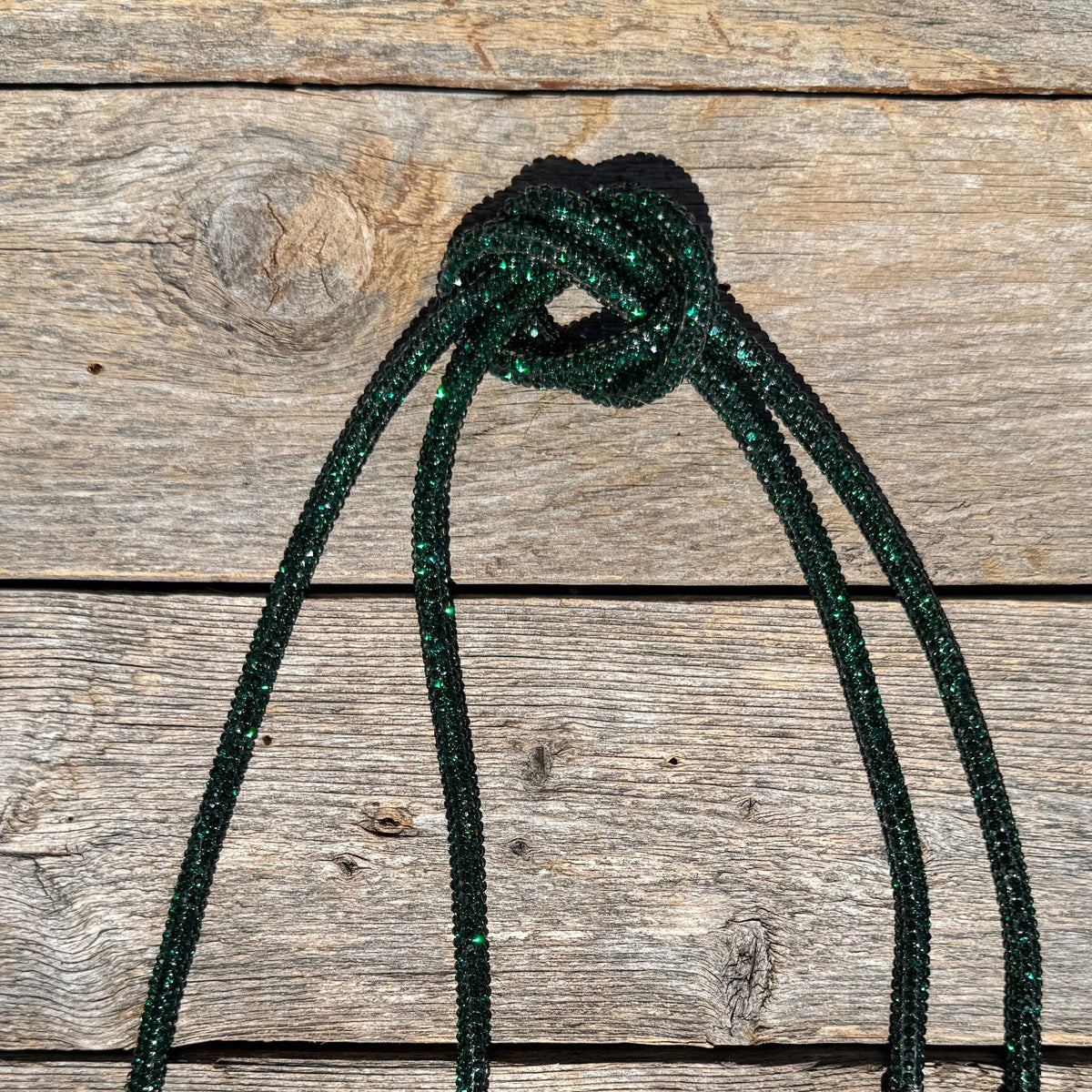 Emerald Rhinestone Bolo Tie with Western Slide