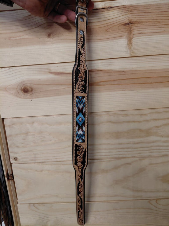 Westrian Leather Beaded Guitar Strap