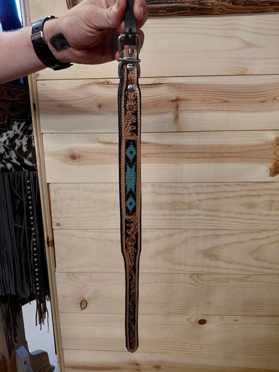 Westrian Leather Beaded Dog Leash