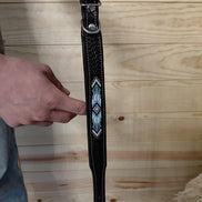Westrian Beaded Black Leather Dog Leash