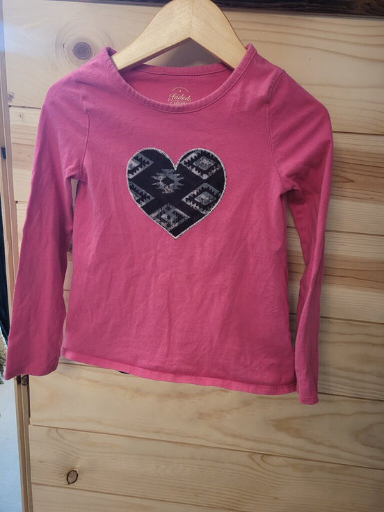 Faded Glory Girls' Long Sleeve Heart Graphic Tee