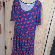 Lularoe XL Blue and Red Patterned Dress