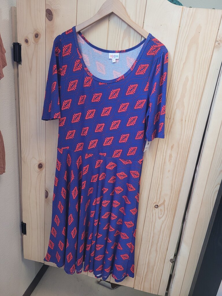 Lularoe XL Blue and Red Patterned Dress