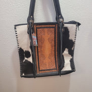 Cowhide and Leather Tote Bag