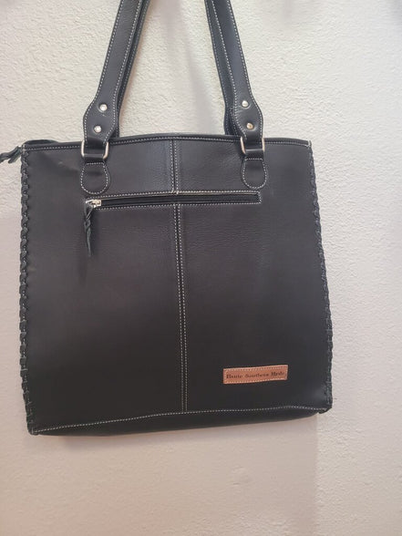 Cowhide and Leather Tote Bag