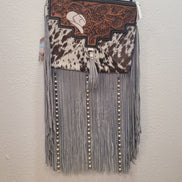 Stylish Gray Fringe Handbag