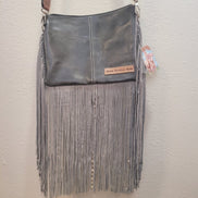 Stylish Gray Fringe Handbag