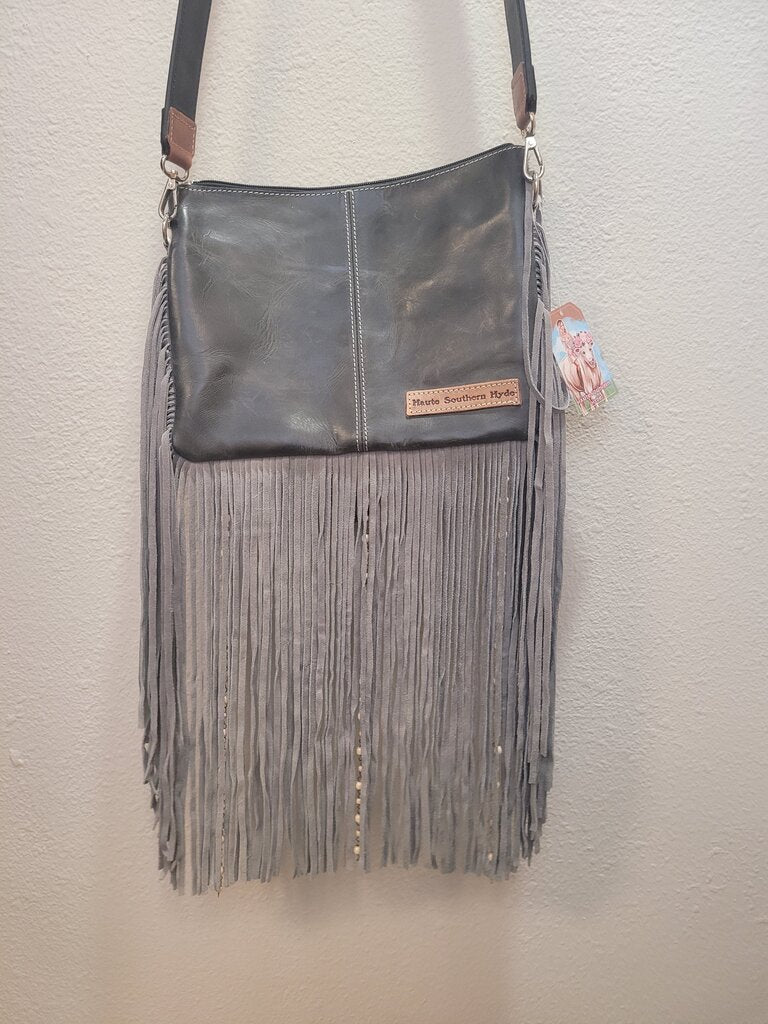 Stylish Gray Fringe Handbag