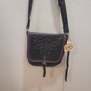 Black and Pink Western Style Crossbody Bag