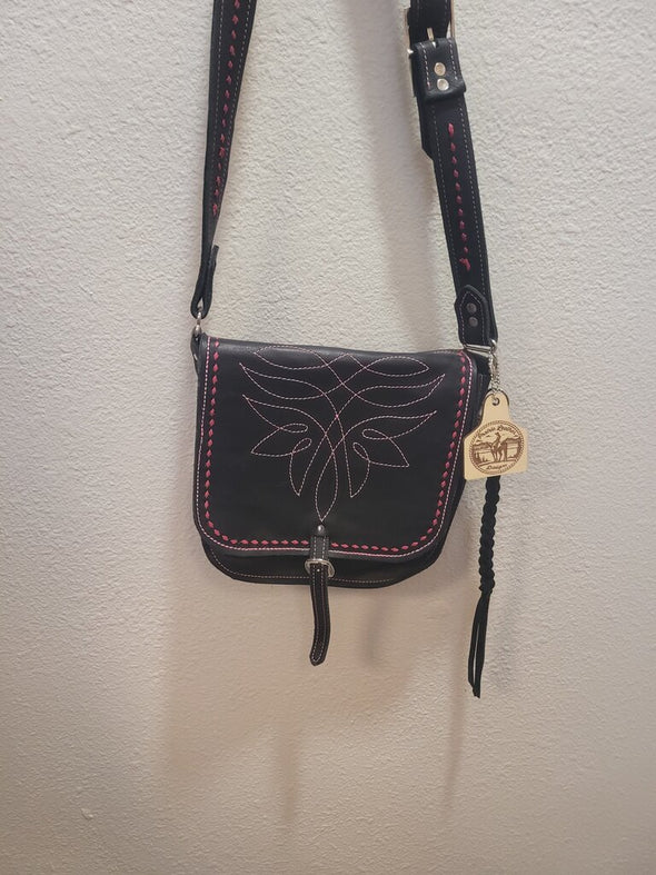 Black and Pink Western Style Crossbody Bag