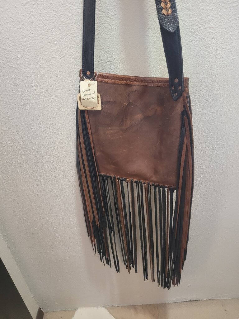 Brown Leather Fringe Crossbody Bag