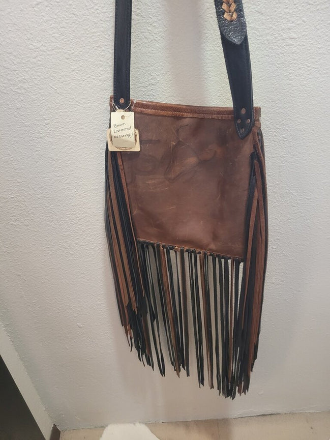 Brown Leather Fringe Crossbody Bag