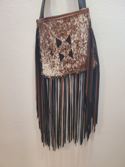 Brown Leather Fringe Crossbody Bag