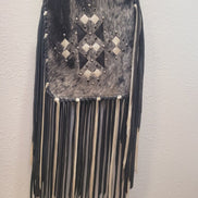 Fringe Leather Crossbody Bag with Diamond Pattern