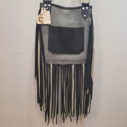 Fringe Leather Crossbody Bag with Diamond Pattern