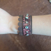 Cowgirl Leather Bracelet with Rhinestones