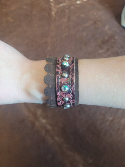 Cowgirl Leather Bracelet with Rhinestones