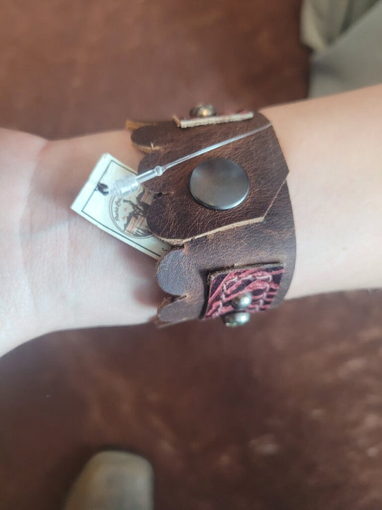 Cowgirl Leather Bracelet with Rhinestones