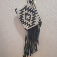 Stylish Black and White Fringe Bag